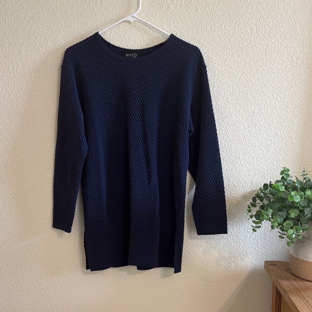 New York & Company Navy Crew Neck Sweater